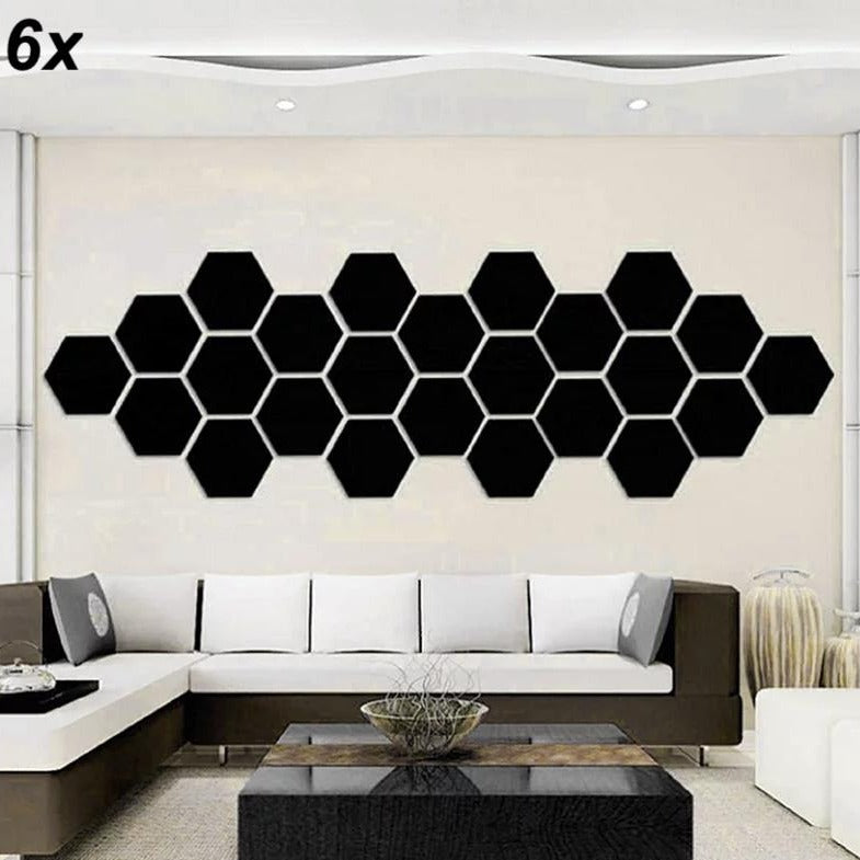 6x Acrylic Hexagon wall decor(Black)
