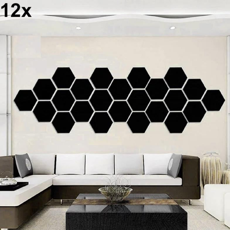 Black Acrylic Hexagon Wall Decoration Set (12x) - Pyariwalls.pk – Pyari ...