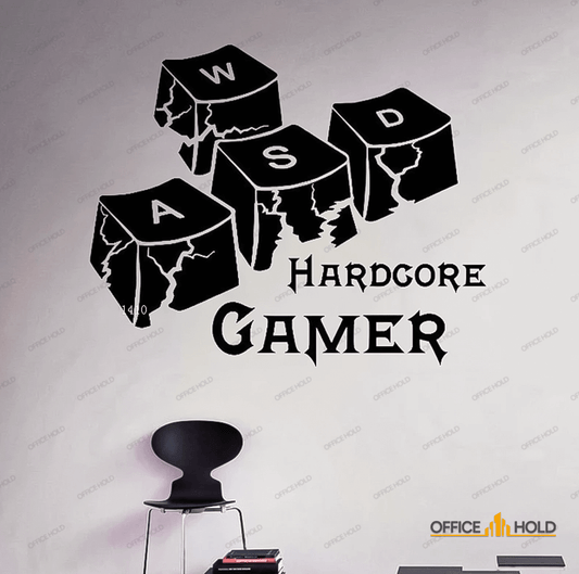 Hardcore Gamer WASD Keyboard Keys Gamer Room Sign (hg02)